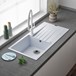 Reginox Harlem 1 Bowl White Granite Composite Sink & Waste Kit and Harbour Single Lever Mono Kitchen Mixer