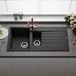 Reginox Harlem 1.5 Bowl Black Silvery Granite Composite Kitchen Sink & Waste Kit - 1000 x 500mm