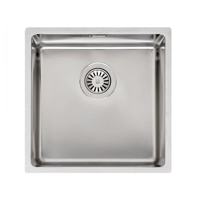 Reginox Houston 40x40 Single Bowl Stainless Steel Inset / Undermount Kitchen Sink & Waste Kit - 440 x 440mm