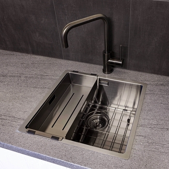 Reginox Miami 1 Bowl Gunmetal Stainless Steel Inset / Undermount Kitchen Sink - 440 x 440mm