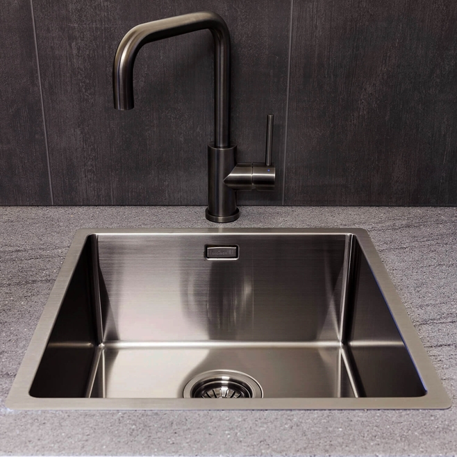 Reginox Miami 1 Bowl Gunmetal Stainless Steel Inset / Undermount Kitchen Sink - 440 x 440mm