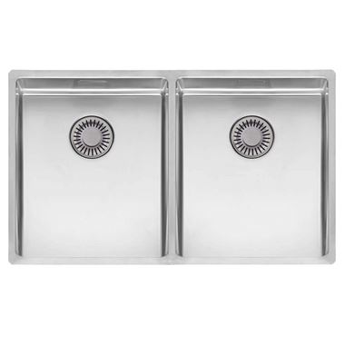 Reginox New York 2 Bowl Undermount or Inset Stainless Steel Kitchen Sink and Integrated Waste - 740 x 440mm