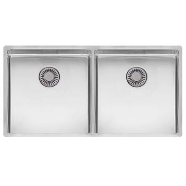 Reginox New York 2 Bowl Undermount or Inset Stainless Steel Kitchen Sink and Integrated Waste - 860 x 440mm