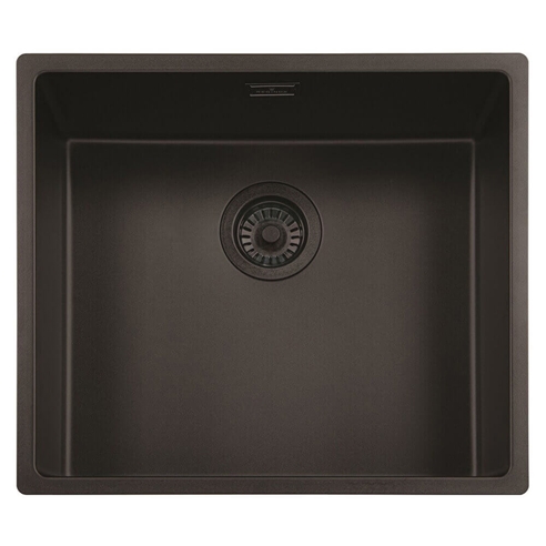 Reginox New York Extra Large 1 Bowl Undermount or Inset Jet Black Stainless Steel Kitchen Sink and Integrated Waste - 540 x 440mm