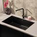 Reginox New York Extra Large 1 Bowl Undermount or Inset Jet Black Stainless Steel Kitchen Sink and Integrated Waste - 760 x 440mm