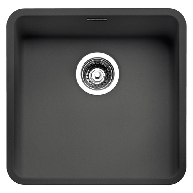 Reginox Ohio 1 Bowl Integrated Undermount Black Coloured Stainless Steel Kitchen Sink & Waste Kit - 440 x 440mm