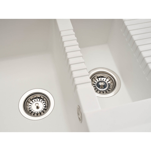 Reginox Tekno White Granite Composite 1.5 Bowl Kitchen Sink & Vellamo Caspian Monobloc Mixer Tap