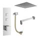 Ross Concealed Thermostatic Push Button Shower Valve, Fixed Head & Overflow Bath Filler