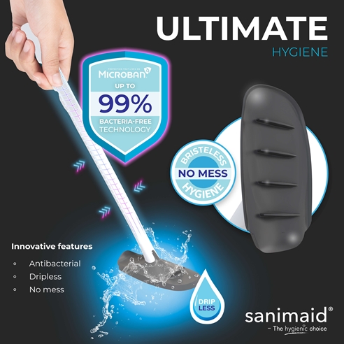 Sanimaid Dublin Ergo 2.0 Hygienic Toilet Bowl Cleaner & Floor Stand - White