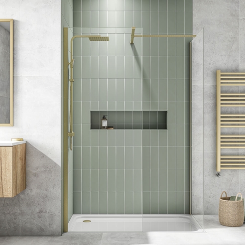 Harbour i8 8mm 2m Tall Easy Clean Wetroom 2 Panel Pack - Brushed Brass