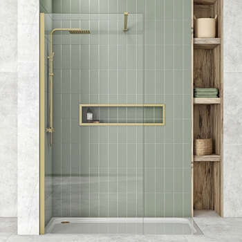 Harbour i8 Brushed Brass Easy Clean 8mm Glass Panel for Wetrooms & Walk-Ins