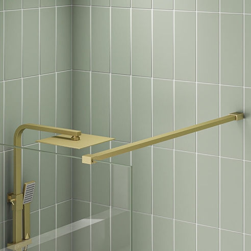 Harbour i8 Brushed Brass Easy Clean 8mm Glass Panel for Wetrooms & Walk-Ins