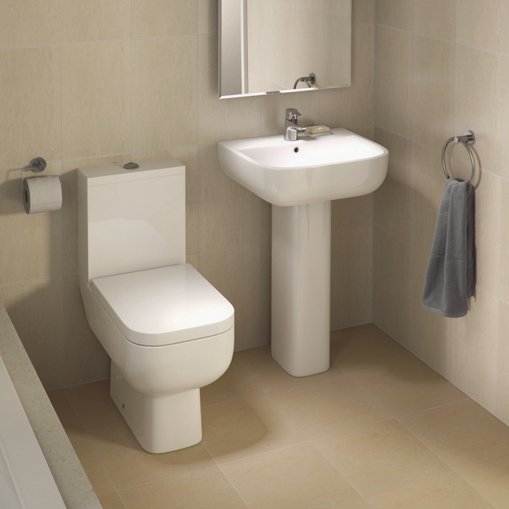 RAK Ceramics Series 600 Bathroom Basin Sink Full Floorstanding Pedestal White 