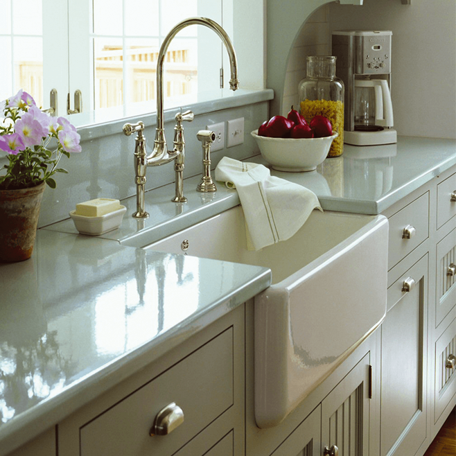 Shaws Contemporary Butler White Ceramic Large Single Bowl Kitchen Sink - 795mm x 460mm