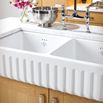 Shaws Ribchester White Ceramic Double Bowl Fluted Apron Front Sink - 795 x 465mm