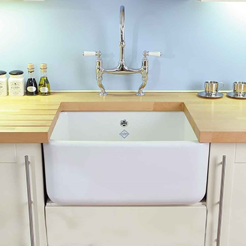 Shaws Contemporary Butler White Ceramic Single Bowl Kitchen Sink - 595mm x 460mm