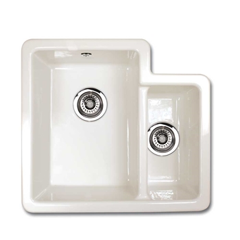 Shaws Classic Brindle White Ceramic 1.5 Bowl Undermount or Top Mount Kitchen Sink - 548 x 500mm