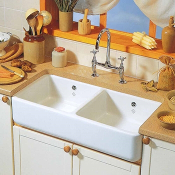 Shaws Contemporary Double Bowl Ceramic Belfast Sink - 995mm x 465mm