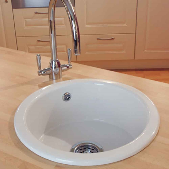 Shaws Classic Round Ceramic Single Bowl Kitchen Sink - 460mm