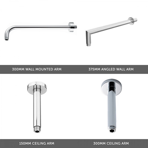 Gabrielle Concealed Thermostatic Push Button Shower Valve, Fixed Shower Head, Handset & Overflow Bath Filler