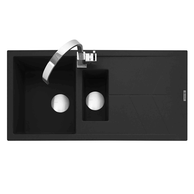 Caple Sotera 1.5 Bowl Anthracite Granite Composite Kitchen Sink & Waste Kit with Reversible Drainer - 1000 x 500mm