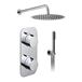 Vado Tablet Altitude Vertical Concealed 2 Outlet 2 Handle Thermostatic Shower Valve & Shower Head With Arm With Wall Mounted Mini Shower Kit 