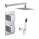 Vado Tablet Notion Vertical Concealed 2 Outlet 2 Handle Thermostatic Shower Valve With Shower Head & Wall Mounted Mini Shower Kit