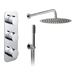 Vado Tablet Altitude Vertical Concealed 2 Outlet 3 Handle Thermostatic Shower Valve & Shower Head With Arm & Wall Mounted Mini Shower Kit 
