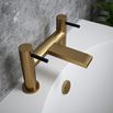 The Tap Factory Vibrance Brushed Brass Deck Mounted Bath Filler with Vanto Black Handles
