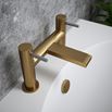 The Tap Factory Vibrance Brushed Brass Deck Mounted Bath Filler with Chrome Handles