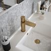 The Tap Factory Vibrance Brushed Brass Mono Basin Mixer with Ivory Handle and Basin Waste