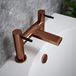 The Tap Factory Vibrance Brushed Copper Deck Mounted Bath Filler with Vanto Black Handles