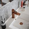 The Tap Factory Vibrance Brushed Copper Mono Basin Mixer with Vanto Black Handle and Basin Waste