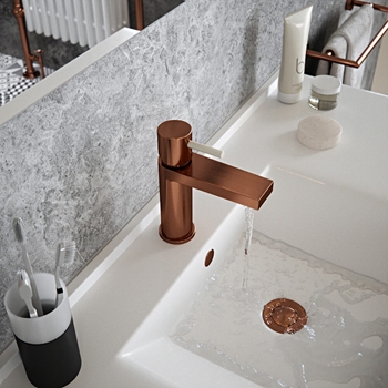 The Tap Factory Vibrance Polished Copper Mono Basin Mixer and Basin Waste - 6 Handle Colours Available
