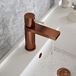 The Tap Factory Vibrance Brushed Copper Mono Basin Mixer with Ivory Handle and Basin Waste
