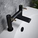 The Tap Factory Vibrance Vanto Black Deck Mounted Bath Filler with Brushed Brass Handles