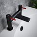 The Tap Factory Vibrance Vanto Black Deck Mounted Bath Filler with Post Box Red Handles