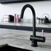 The Tap Factory Vibrance 1 Matt Black Single Lever Mono Kitchen Mixer with Candy Pink Handle