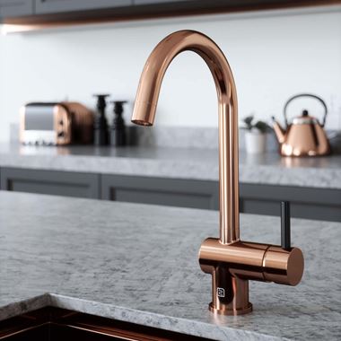 The Tap Factory Vibrance 1 Copper Single Lever Mono Kitchen Mixer with Black Handle