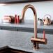 The Tap Factory Vibrance 1 Copper Single Lever Mono Kitchen Mixer with Post Box Red Handle
