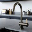 The Tap Factory Vibrance 1 Gunmetal Single Lever Mono Kitchen Mixer with Brushed Brass Handle