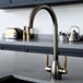 The Tap Factory Vibrance 2 Gunmetal Twin Lever Mono Kitchen Mixer with Brushed Brass Handles
