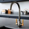 The Tap Factory Vibrance 2 Gunmetal Twin Lever Mono Kitchen Mixer with Coloured Handles