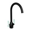 The Tap Factory Vibrance 2 Matt Black Twin Lever Mono Kitchen Mixer with Peppermint Handles