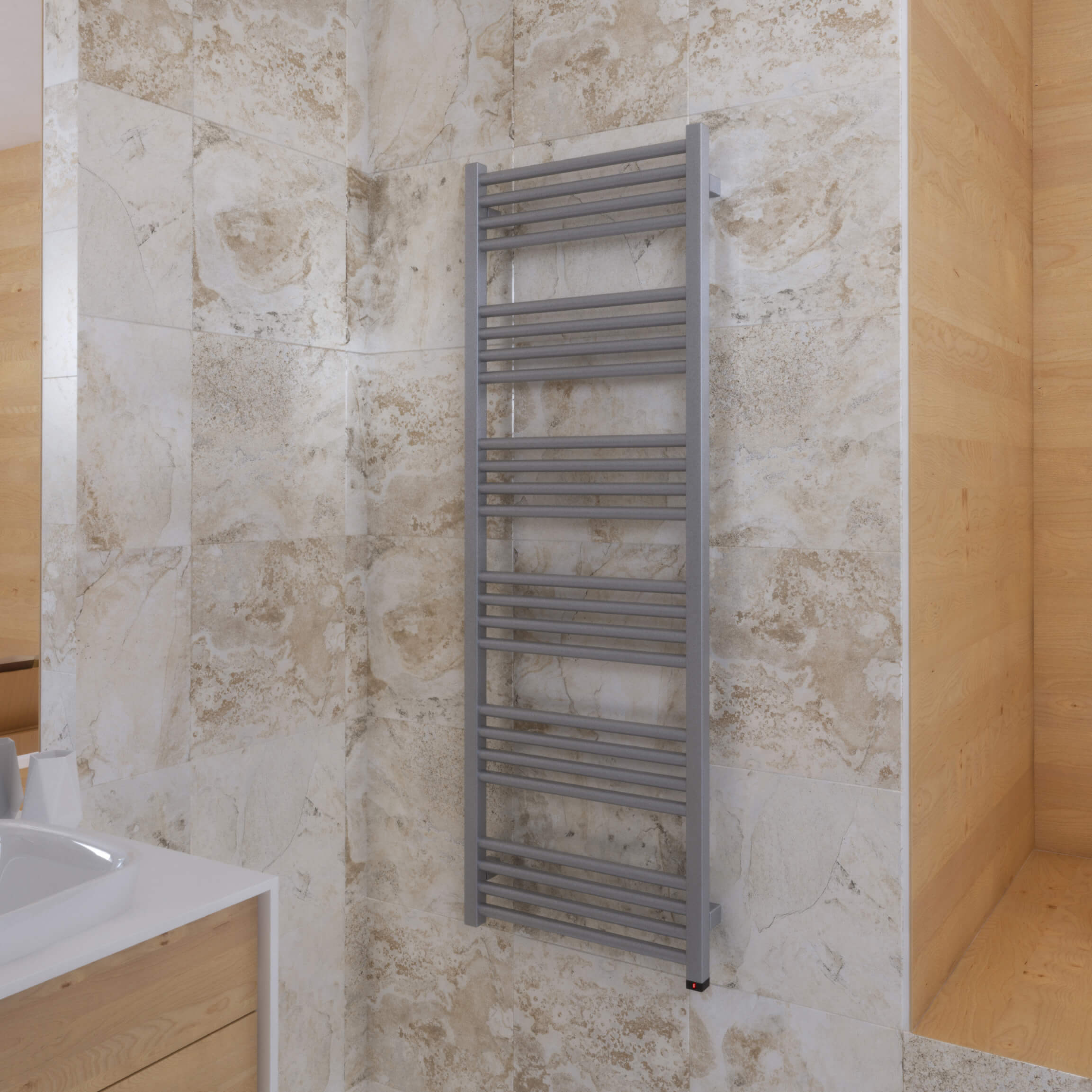 Terma Fiona One Electric Heated Towel Rail with Heating Element - Sparkling Gravel - 1380 x 480mm