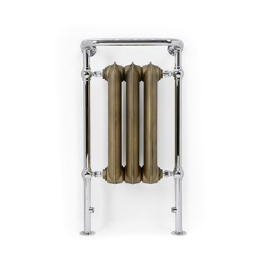 Terma Cast Iron Antique Brass & Chrome Surround Heated Towel Rail - 900 x 490mm