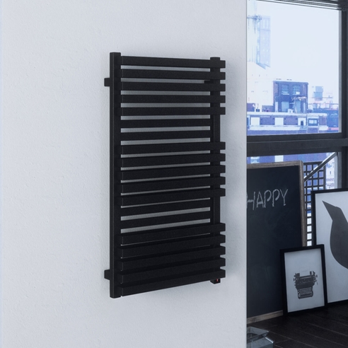 Terma Quadrus Bold One Electric Heated Towel Rail with Heating Element - Metallic Black