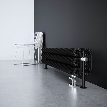 Terma Ribbon HSD Metallic Black Freestanding Horizontal Designer Radiator - 290 x 1540mm