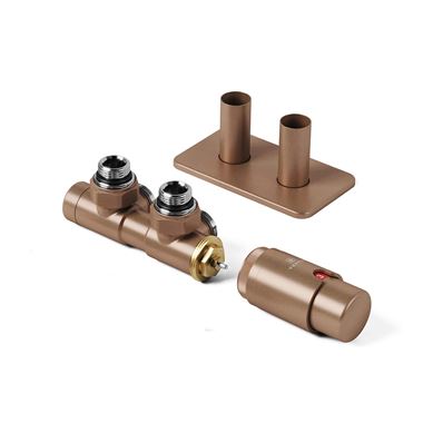 Terma Vario Twins Bright Copper All In One Integrated 50mm Valves with Pipe Masking Set - Right