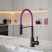 The Tap Factory Vibrance Tube Matt Black Mono Pull Out Kitchen Mixer Tap with Mulberry Wine Spout